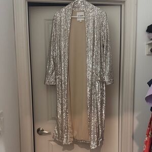 BB Dakota Shimmering Silver Sequin Cardigan